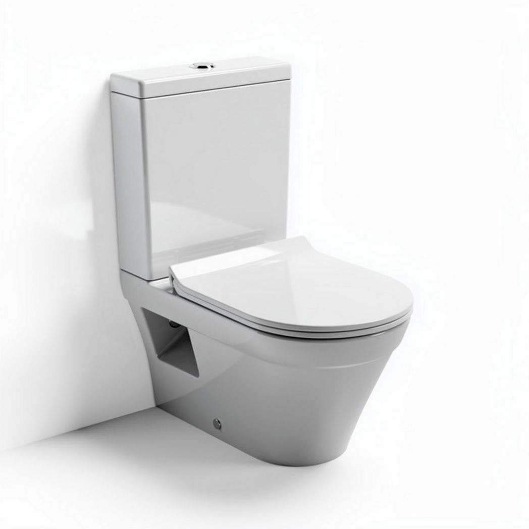 Wit toilet met een standaardafmeting van 70 x 35 x 70cm van keramiek