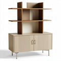 Kast met open planken en sluitende deuren van hout en metal 160 x 40 x 120cm