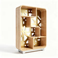 Houten boekenkast met gouden achterwand en open vakken 80 x 40 x 120cm