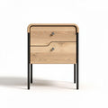 Houten nachtkastje met twee lades en metalen poten 40 x 40 x 50cm