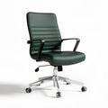 Bureau stoel met zwarte armleuningen en groene kunstleren bekleding 60 x 60 x 90cm