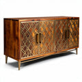 Houten dressoir met gouden handgrepen en geometrisch ontwerp 150 x 40 x 75cm