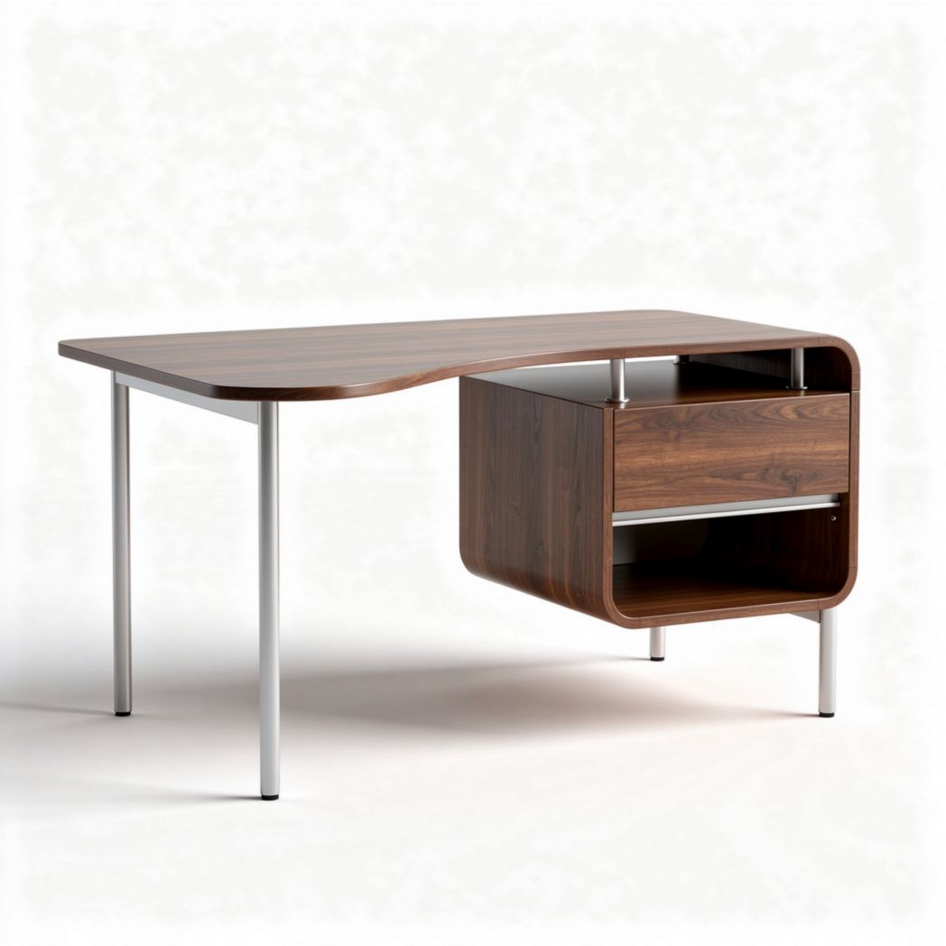 Bureau met een houten oppervlak en metalen poten 120 x 60 x 75cm