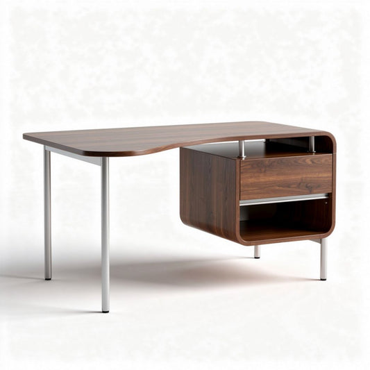 Bureau met een houten oppervlak en metalen poten 120 x 60 x 75cm