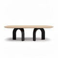 Tafel met houten blad en zwart metalen onderstel 200 x 100 x 75cm