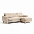 Groene hoekbank met stoffen bekleding en metalen poten 200 x 90 x 85cm