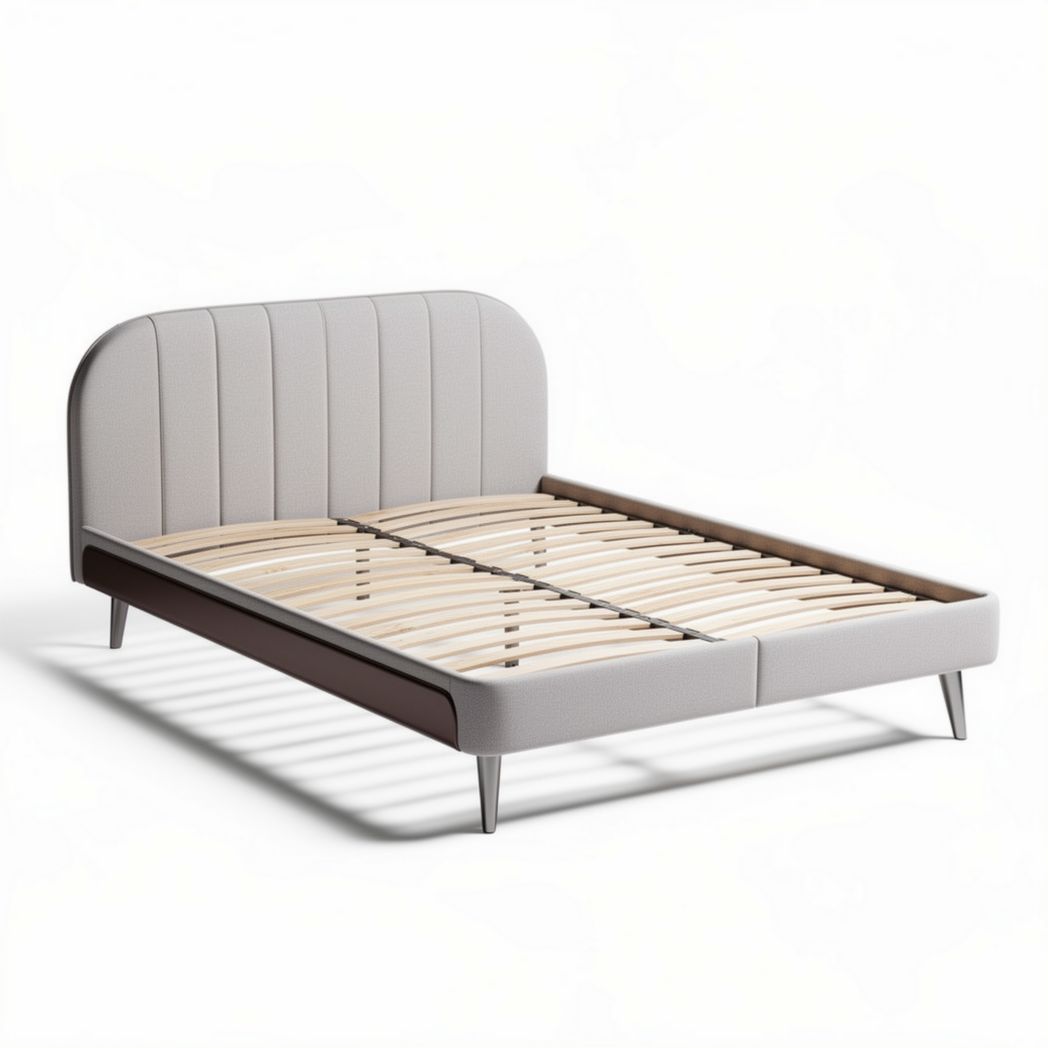 bedframe met gestoffeerde hoofdbord in lichtgrijs 200 x 160 x 35cm