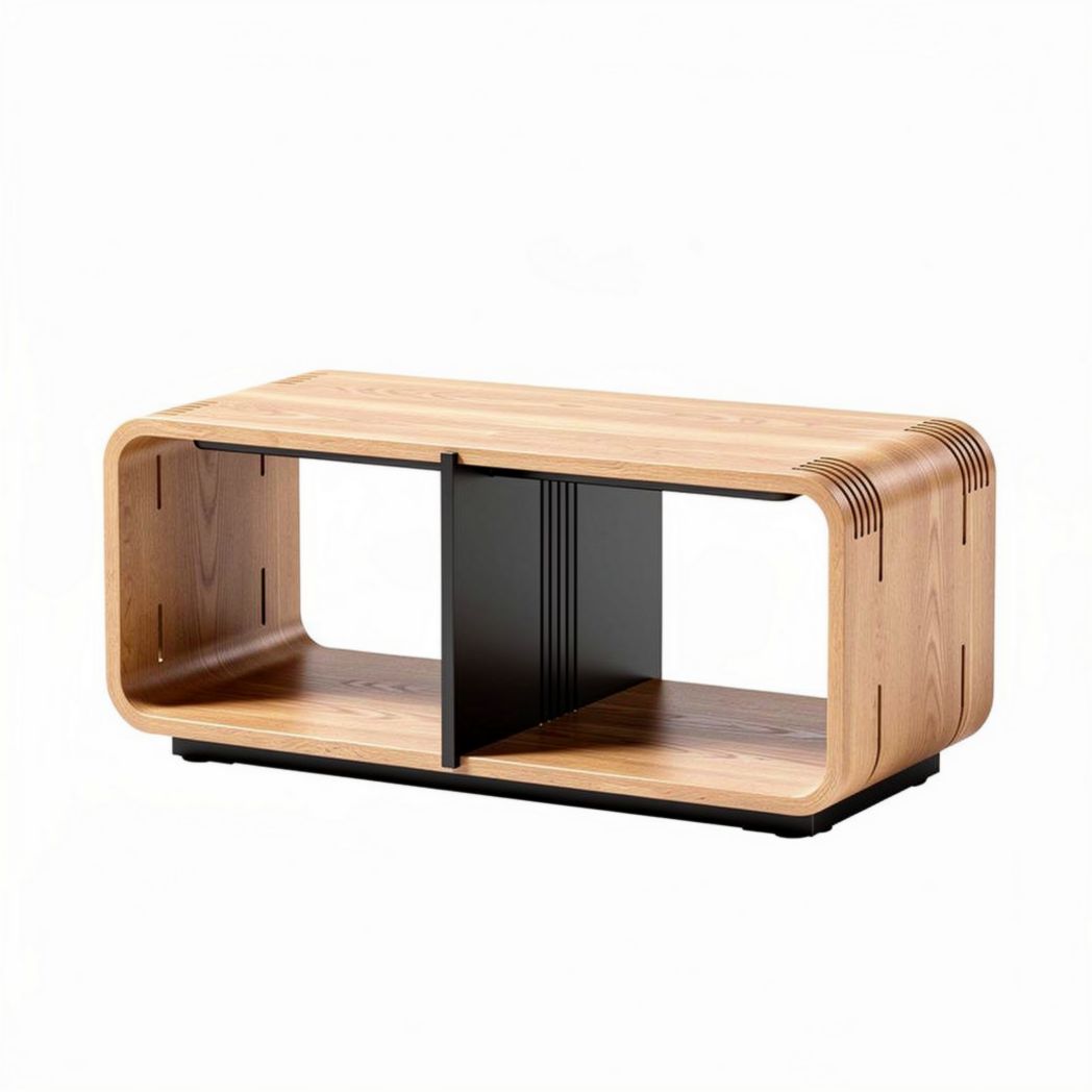 Salontafel van hout met open ontwerp en afmetingen 120 x 60 x 35 cm
